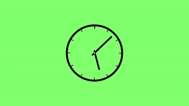 Minimalist clock face on transparent background with hour and minute hands ticking time passing concept, Analog clock spinning animation loop in 4k video.