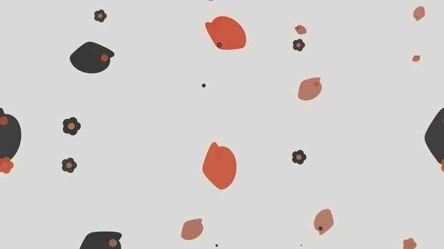 Animated red floating paisley motion background seamless loop