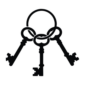 Vintage keys on a keyring icon