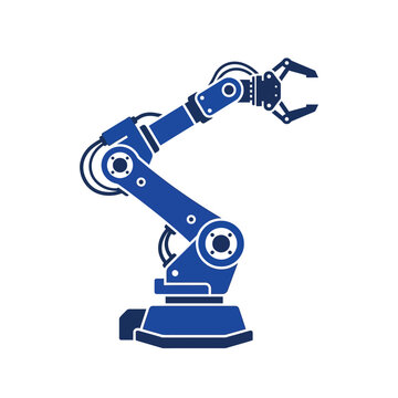 industrial robot arm with robotic claw icon for automated manufacturing smart factory vector illustration