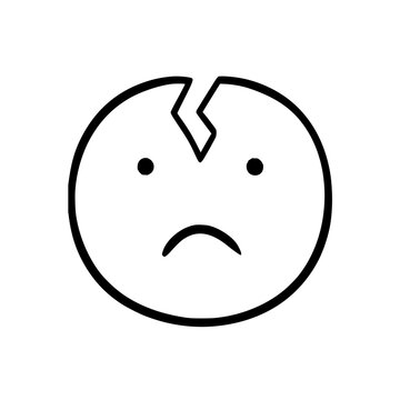 Sad Broken Emoji Icon with Cracked Circle Shape