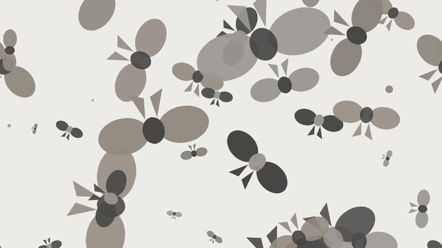 Gray floating ribbon bow motion background seamless loop animation