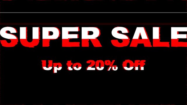 Super sale promotional banner with text up to twenty percent off for commercial marketing campaigns