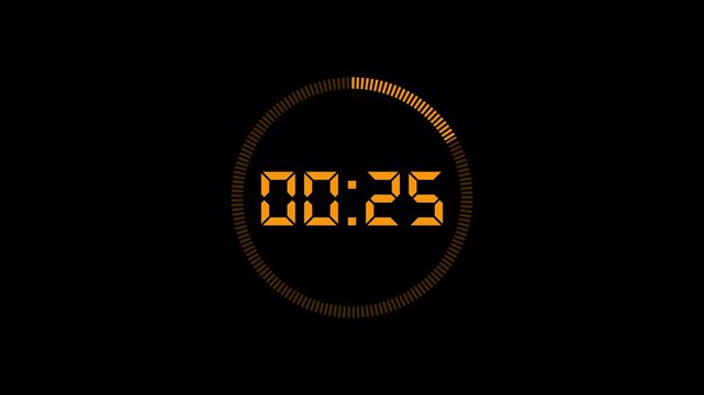 countdown animation from 30 seconds to 0 second with alpha channel, countdown timer animation on transparent background in 4k.