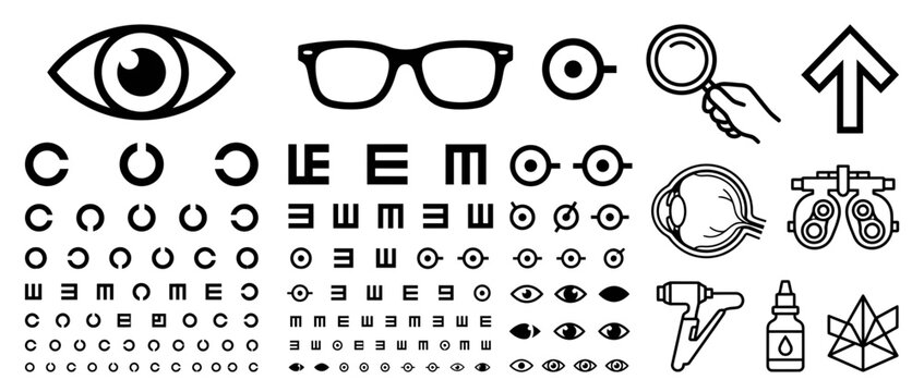 Optometry Icons Collection for Vision Testing and Eye Care