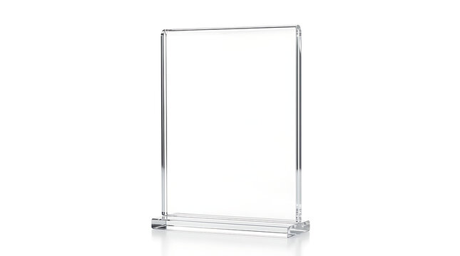 Blank Acrylic Table Sign Holder Isolated on White Background