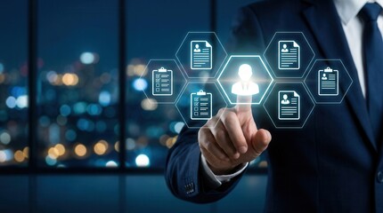 Obraz premium Human resource management process for selecting the best talent and candidate identification.