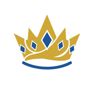 Gold and blue crown logo