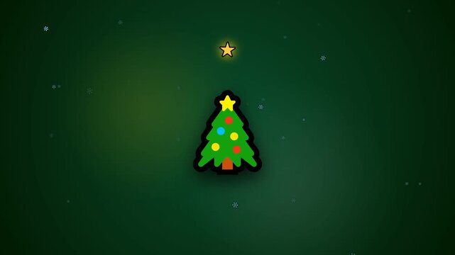 Animated pixel art christmas tree grid on dark green background