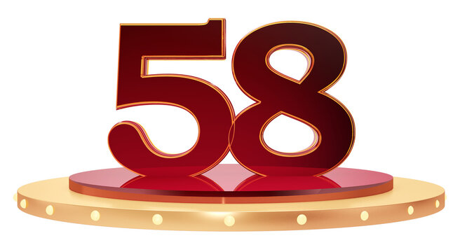Elegant 3D Number 58 Display on Modern Podium