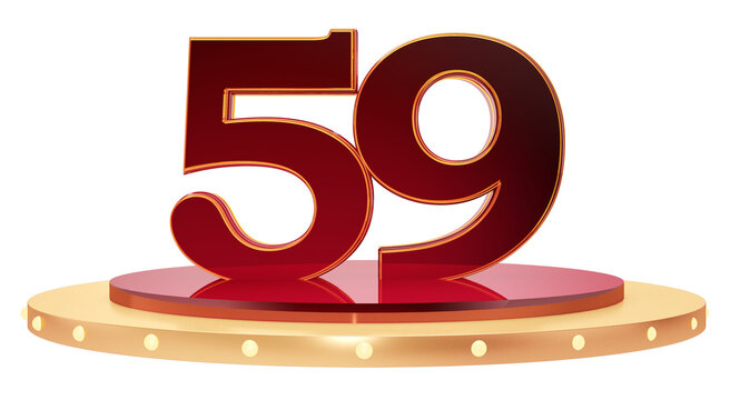 Elegant 3D Number 59 Display on Modern Podium