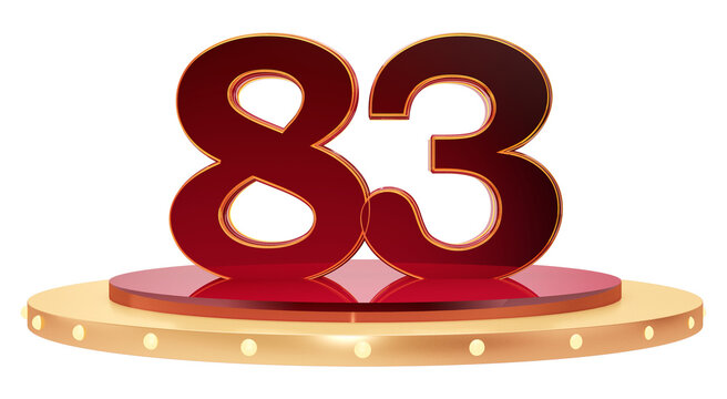 Elegant 3D Number 83 Display on Modern Podium