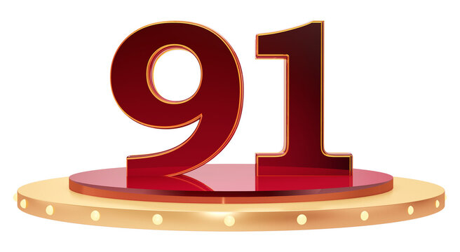 Elegant 3D Number 91 Display on Modern Podium
