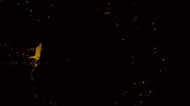 golden airplane animation with particles effect on the green screen background