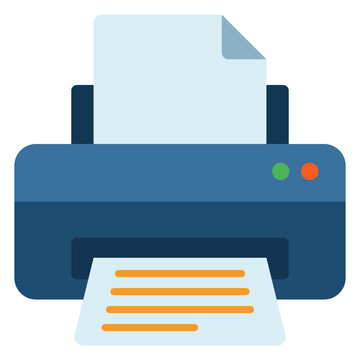 Office paper printer scanner printing document machine icon flat vector illustration