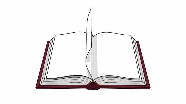 Animated Open Hardcover Book with Flipping Pages Loop on Transparent Background Alpha Channel Video