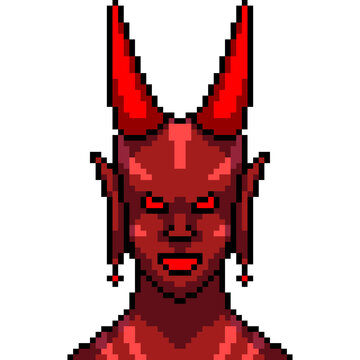pixel art isolated background of hell devil face