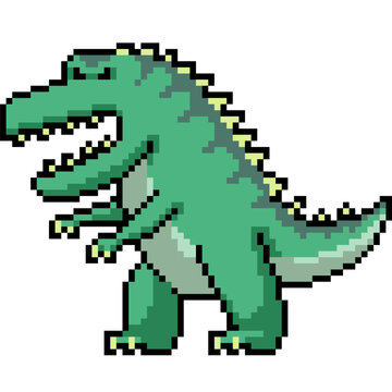 pixel art isolated background of fierce kaiju monster