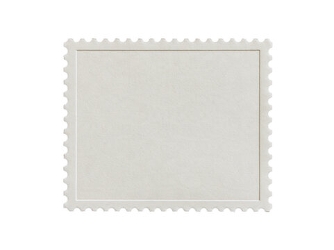 Blank postage stamp with serrated edges isolated on a white background