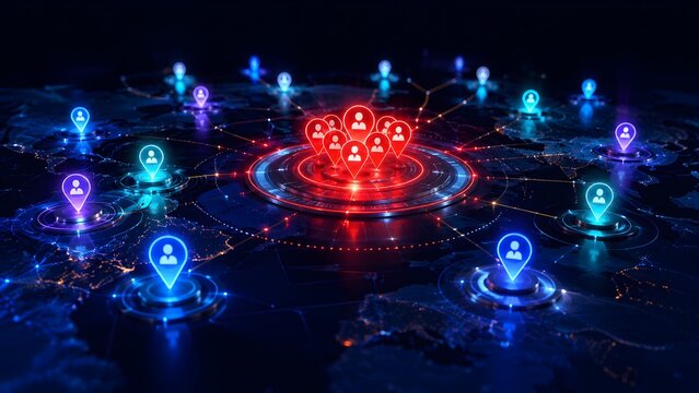 Global Network Mapping Regional Location Tracking And User Connection Concept
