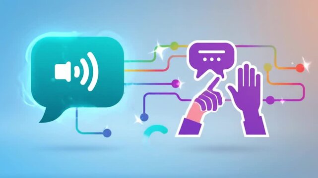 Digital hand gestures communicate accessibility features in this animated motion graphics video clip for web platforms