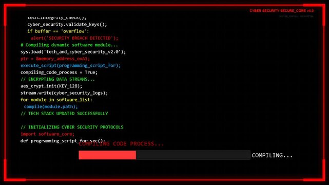 programming code on a computer screen with syntax highlighting and a progress bar, software development and coding background