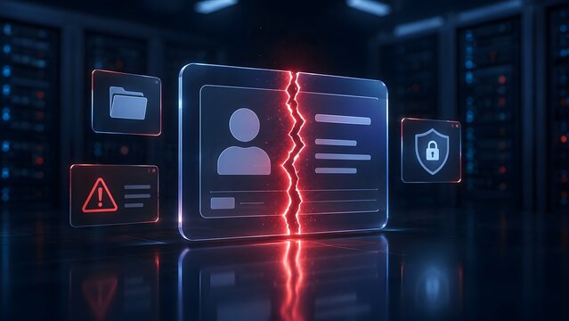 Data Breach Error And Compromised User Profile Identity Concept