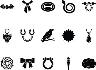 Obraz premium Black and White Gothic Symbols and Emblems Vector Collection Set