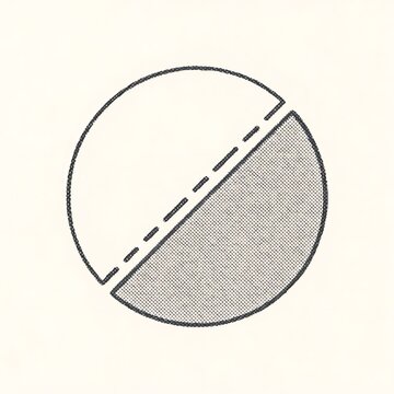 Partial circle with diagonal dashed line segment