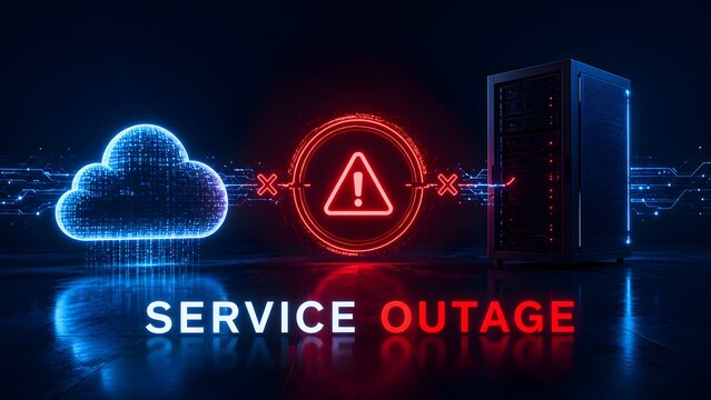 Cloud Service Outage And Network Connection Failure Concept