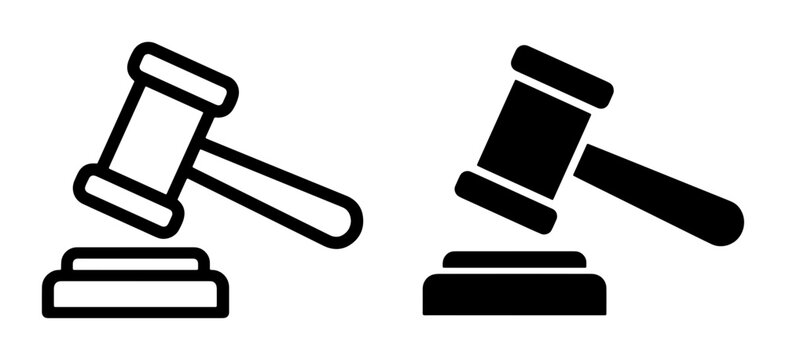 Gavel Icons, Legal Symbol, Auction Hammer, Justice Symbol, Court Symbol, Law Symbol, Judge's Hammer, Two Styles, Vector Graphics