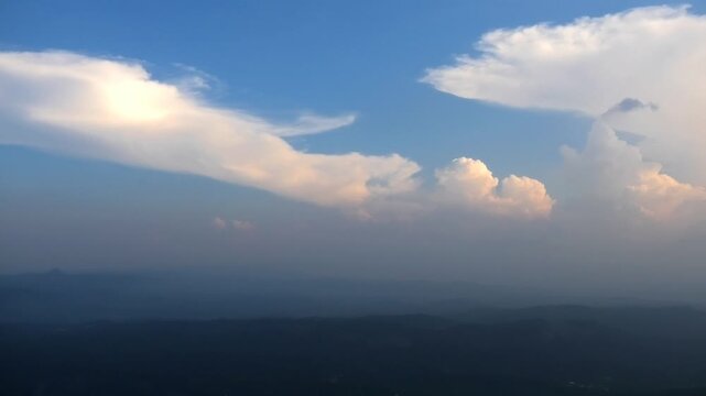 The horizon seen while traveling through the high range region in Idukki, Kerala, India at dusk