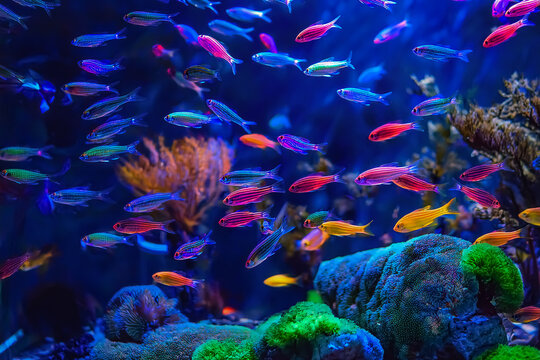 Neons schwimmen Wasser