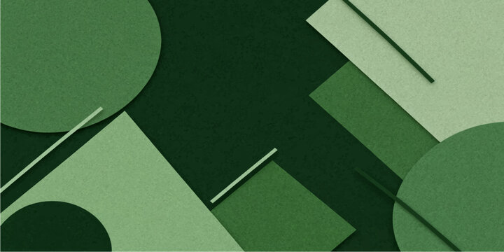 Abstract layered green geometric background with circles rectangles and lines modern decorative vector illustration design