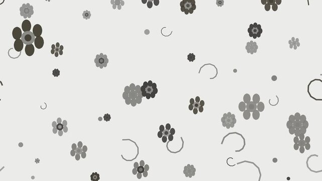 Animated gray ornamental medallion motion background seamless loop