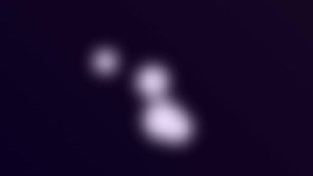 Three blurry white light spots symbolizing celestial dwarf planet pluto on a dark purple background, suitable for astronomy concepts.