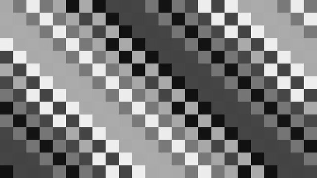 Abstract monochrome checkerboard pattern with diagonal gradients and geometric grid design in dark and light gray tones