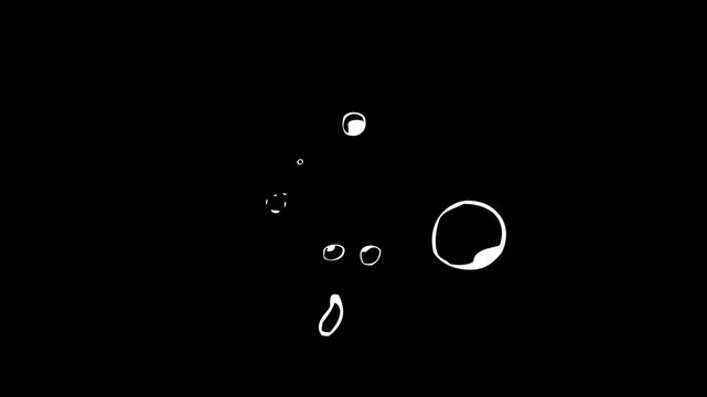2D liquid splash burst, bubbles splash elements, fluid explosion flow, water flash effects, drip style cartoon FX, liquid hand drawn animation on black screen background.