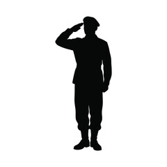 Obraz premium Military soldier silhouette performing hand salute shows discipline and official respect art.