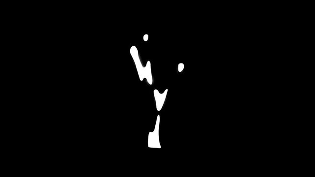 Water splash burst, cartoon water explosion FX, 2D fluid bubbles elements, splash  hand drawn fluid shape animation on black screen background.