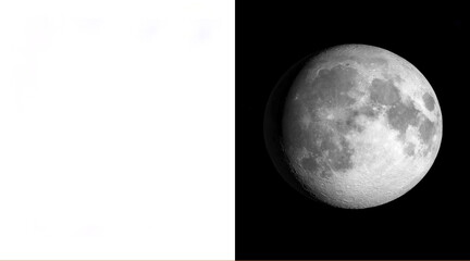 Full moon astronomical illustration on black background, celestial lunar sphere with detailed craters, realistic moon surface texture for space design © M Golam