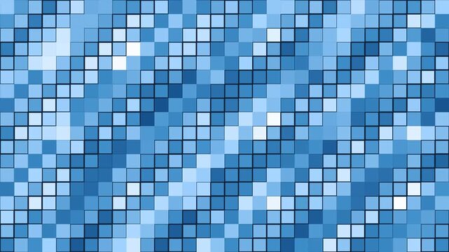 Abstract blue square tile mosaic pattern background with diagonal lines and glowing highlights for modern digital designs