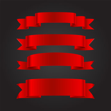 Red ribbon vector asset. Satin silk bow banner border decoration award badge prize sign symbol gift frame satin element celebration holiday background concept.