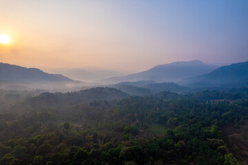 Obraz premium Sunrise in the mountains, Western Ghats, Karnataka, India