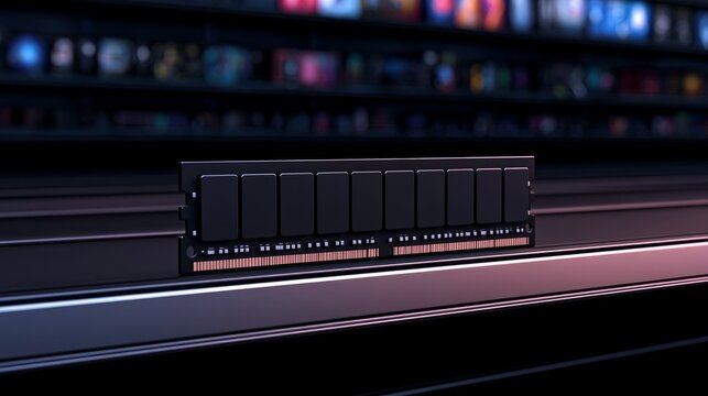 Single RAM Memory Module on Nearly Empty Retail Shelf Representing Computer Hardware Shortage and Limited Stock