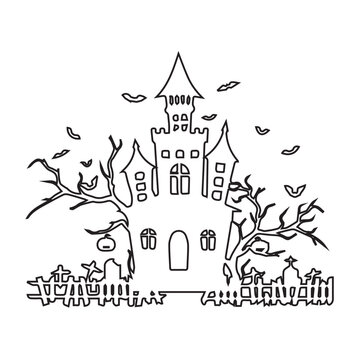 Halloween Castle Outline