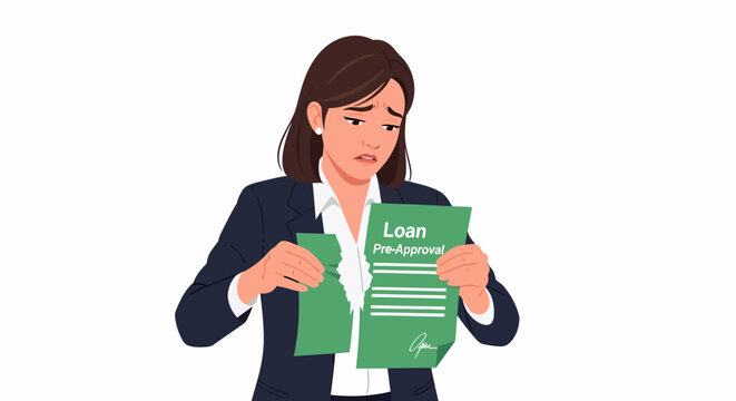 Female Commercial Lender Tearing Pre-Approval Letter