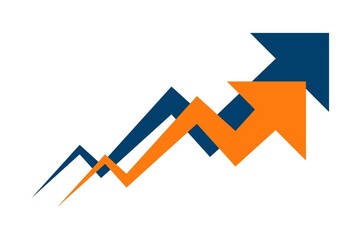 Abstract blue and orange rising arrows depicting business growth and financial success chart © Albab