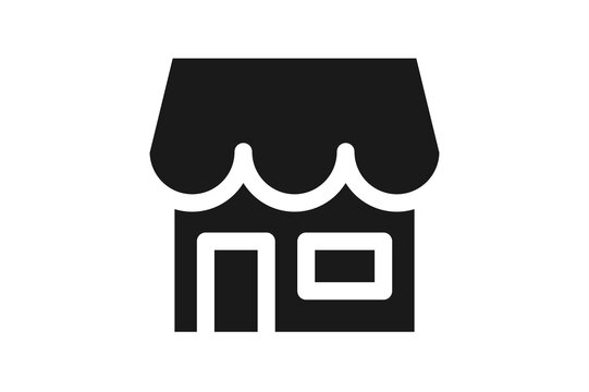 Minimalist Black And White Storefront Icon Representing Small Retail Business And Local Shop Concepts