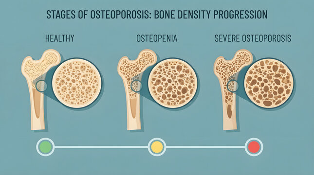 Osteoporosis Stages and Bone Density Progression Infographic